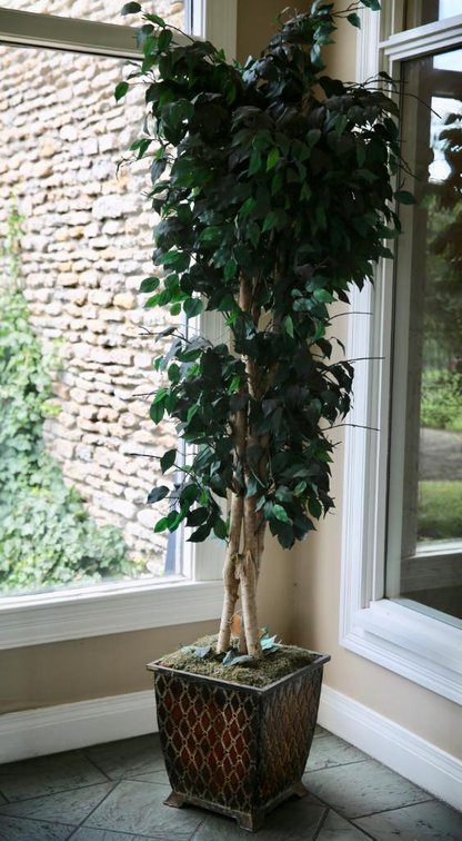 Faux Tree in Metal Floor Standing Planter