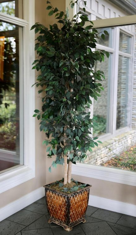Faux Tree in Metal Floor Standing Planter
