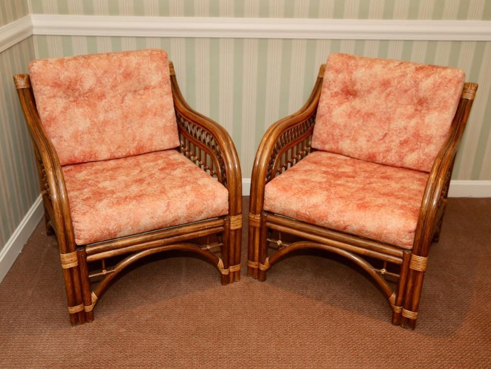 Pair Bentwood Cushioned Armchairs