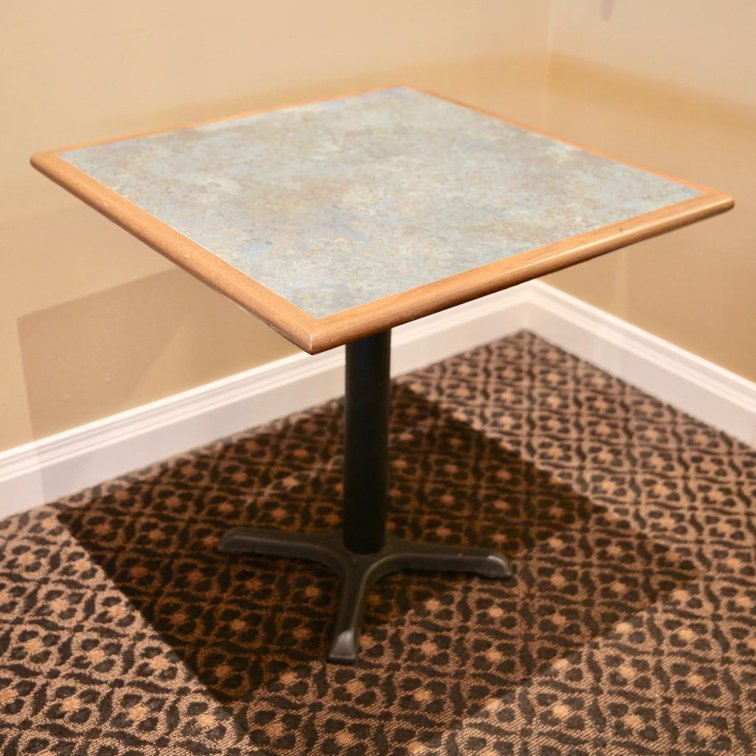 Wood Table on Metal Pedestal