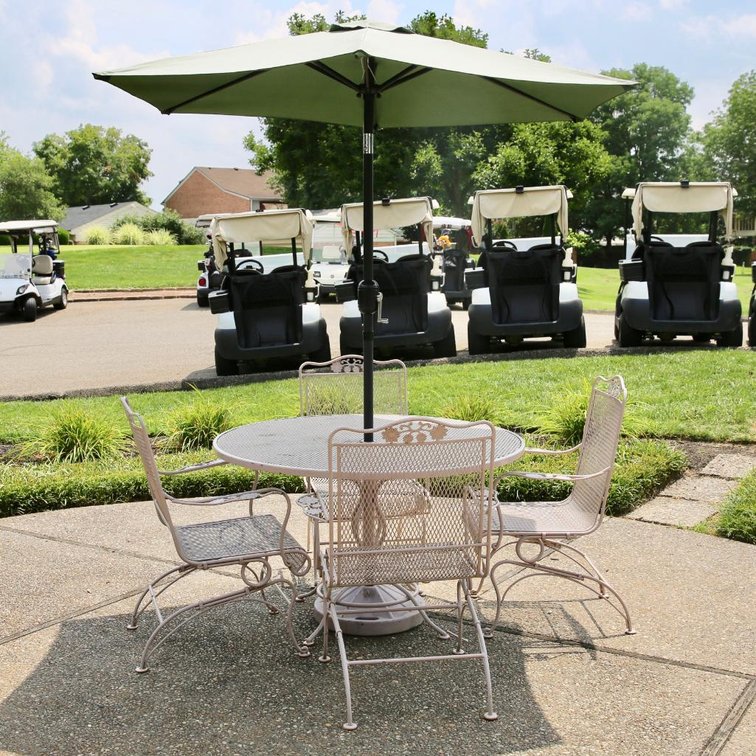 Steel Patio Table with Four Bounce Chairs and Umbrella
