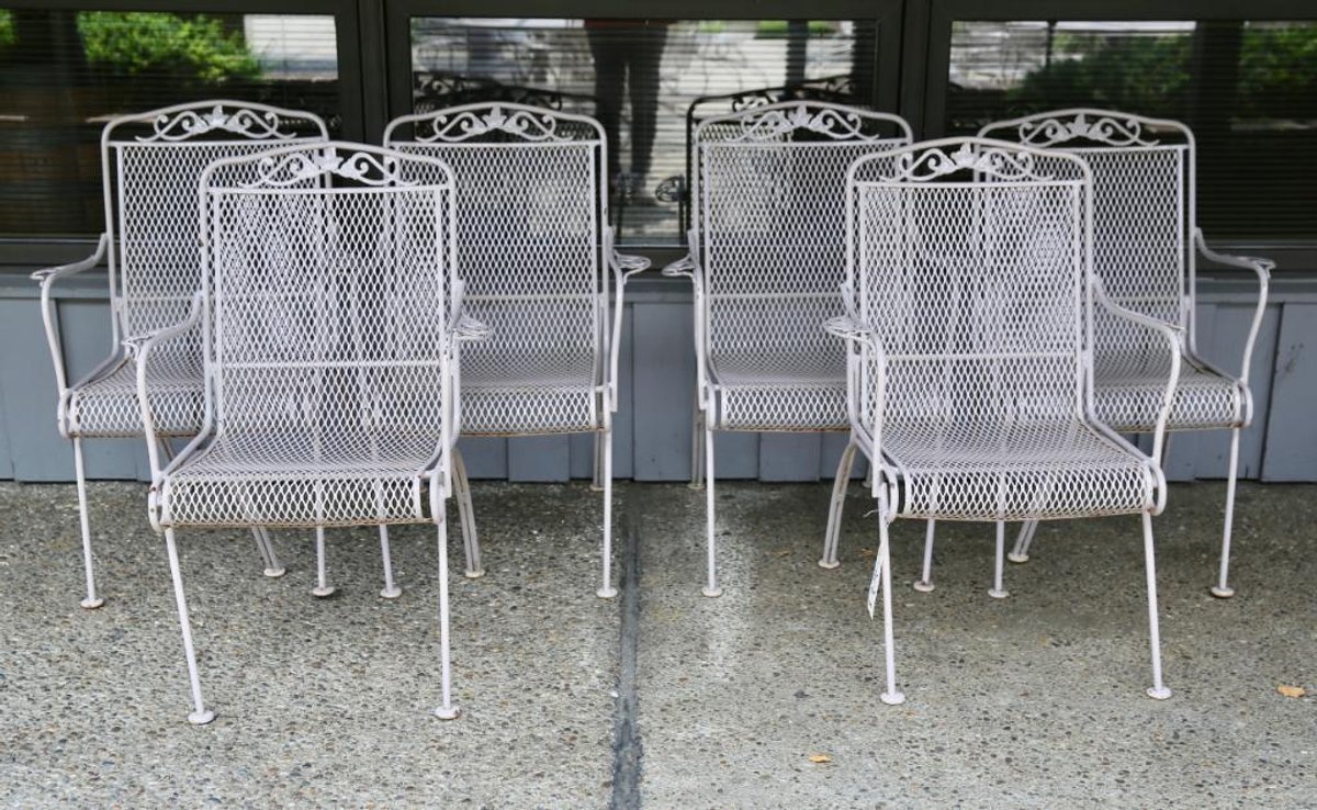Six Steel Patio Chairs