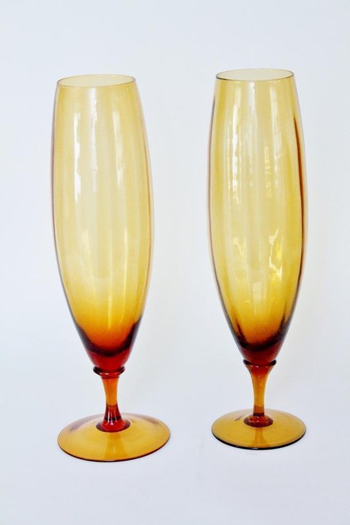 Mid Century Amber Vases