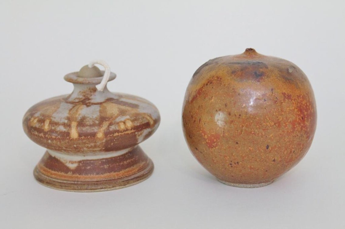 (2) Pottery Oil Lamps