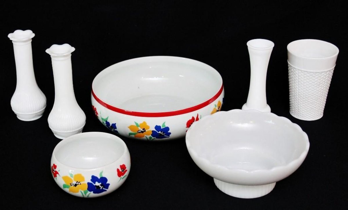 Colorful Bowls, Milk Glass and More