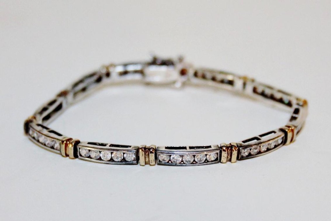 Sterling Silver and Rhinestone Bracelet