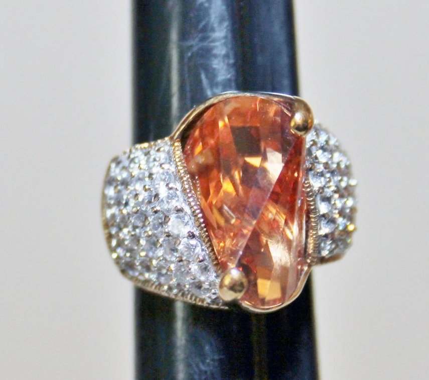Sterling Silver Ring with Orange Stone
