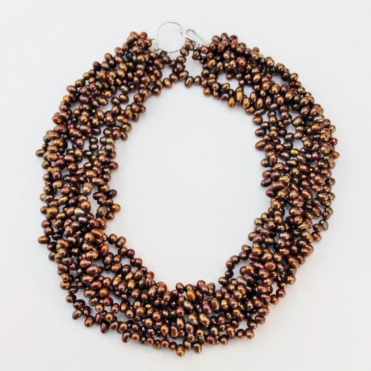 Copper Colored Twist Pearl Necklace