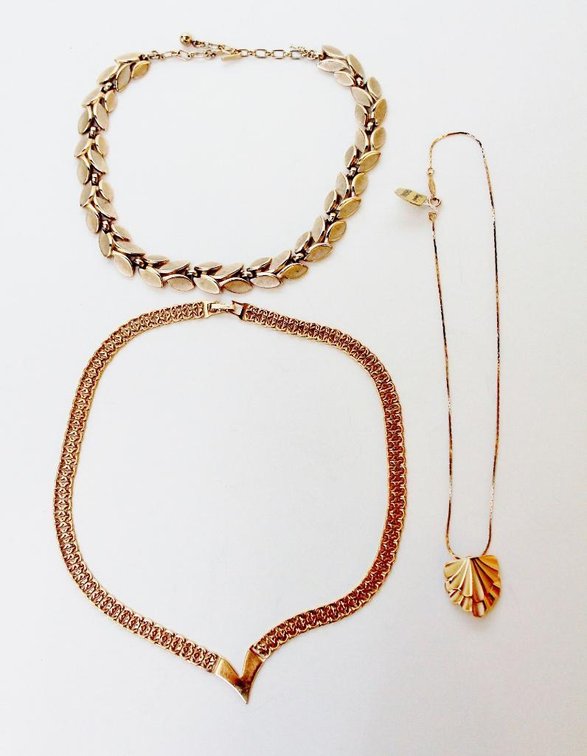 (3) Gold Tone Necklaces