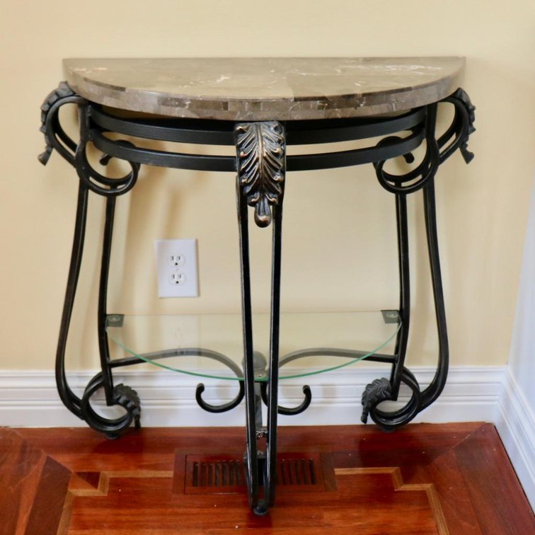 Demilune Scrolled Metal Base Table