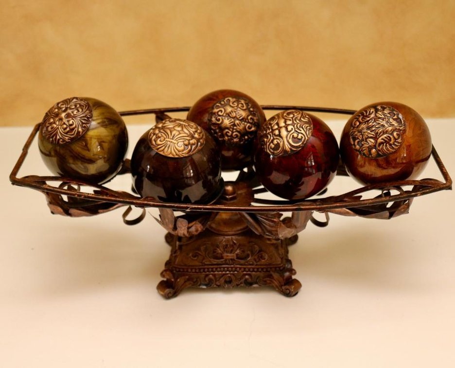 Decorative Balls in Metal Basket