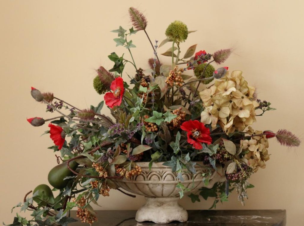 Floral Arrangement in Footed Urn