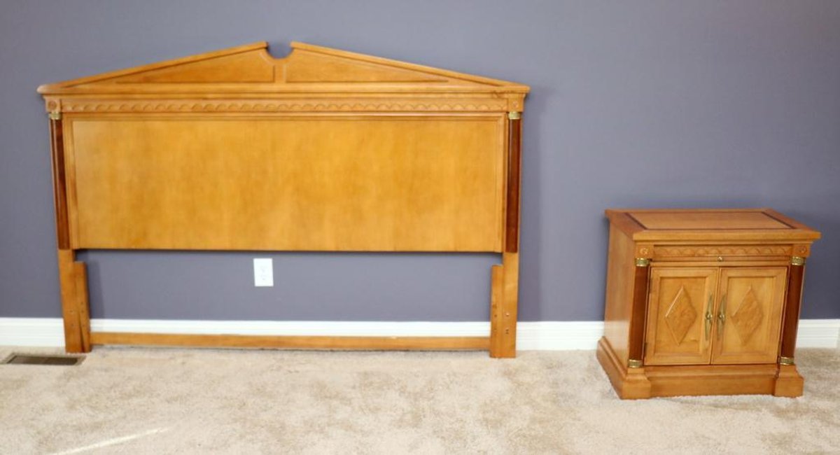 Stanley Headboard and Nightstand in Neoclassical Style
