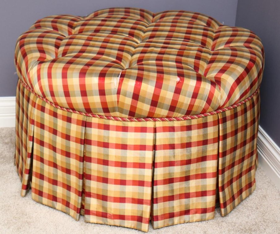 Plaid Rolling Ottoman