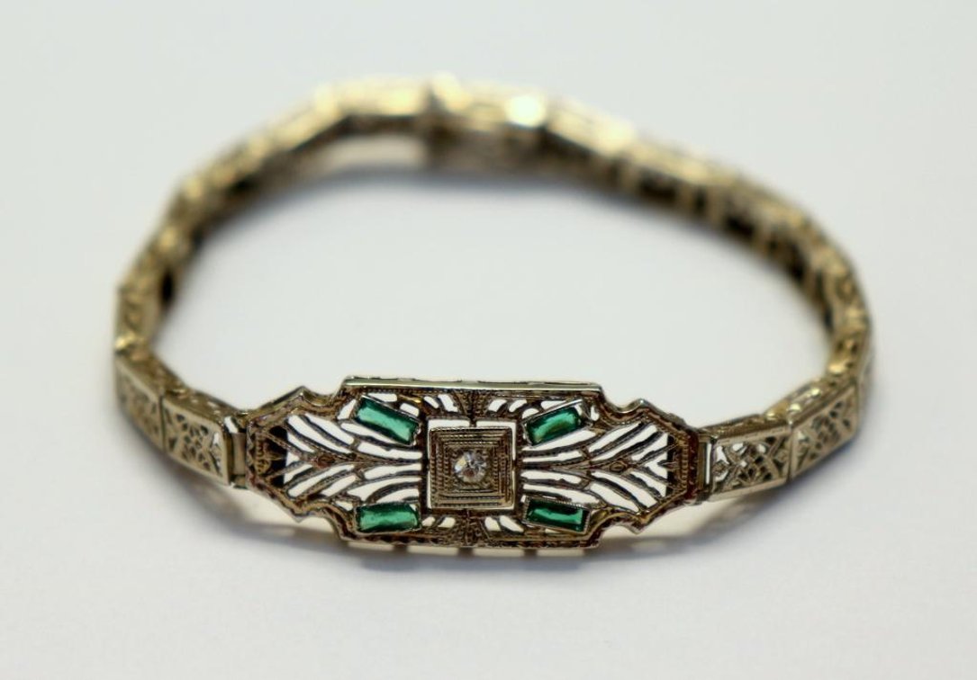 14K white gold Art Deco bracelet