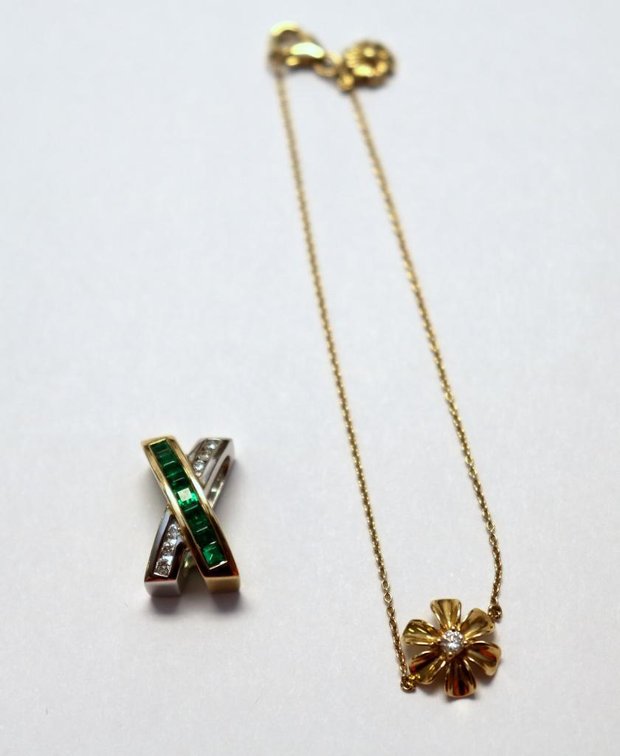14K pendant and 14K flower bracelet