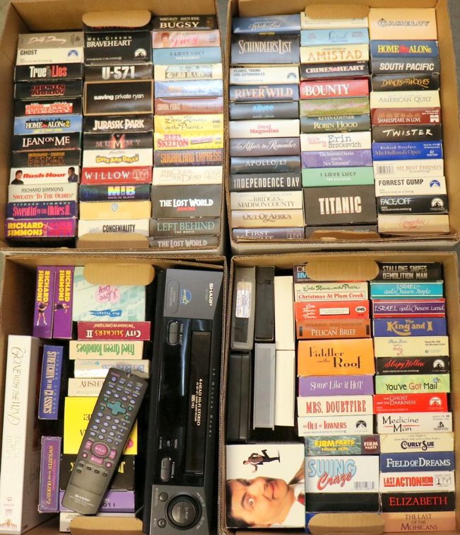 (4) Boxes VHS Collection and Player