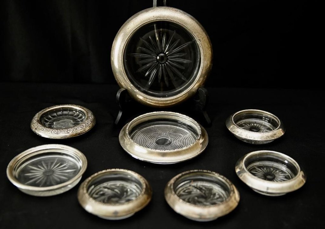 Sterling and Glass Coasters