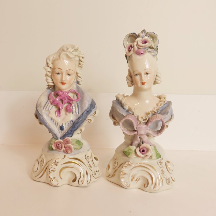 Vintage Cordey Style Lady and Man Busts