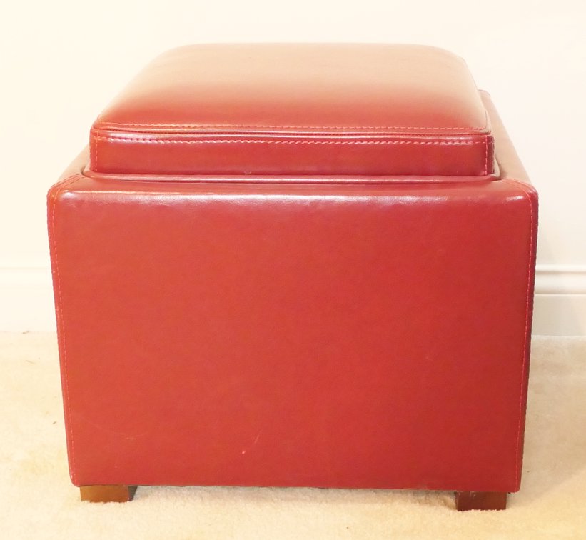 Genuine Leather Storage Footstool