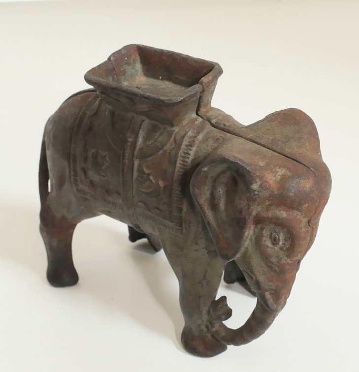 Antique Cast Iron Elephant Still Bank