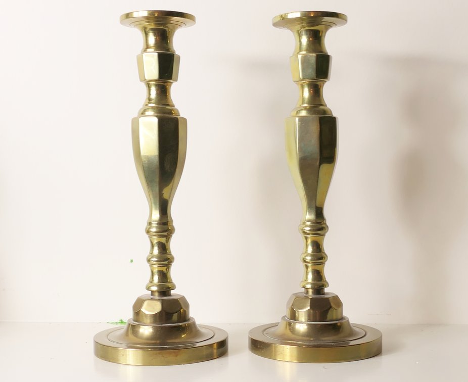 Pair of Heavy Brass Candlesticks