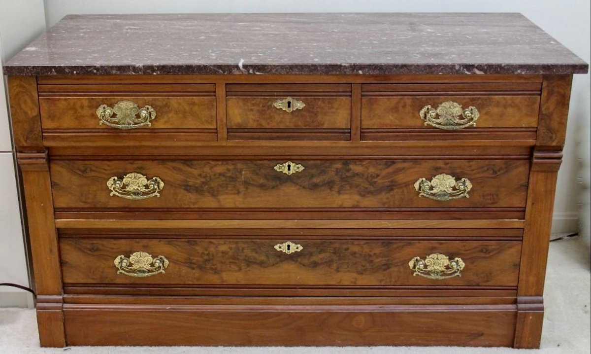 Antique Victorian Marble Top Dresser