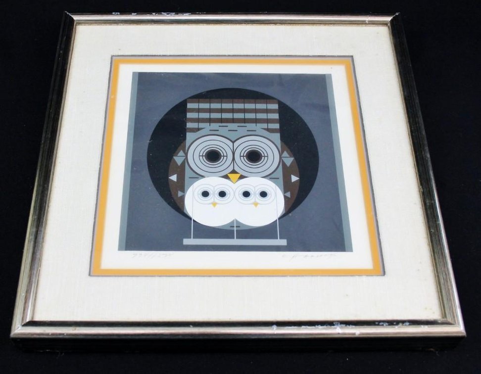 Charley Harper Serigraph “Family Owlbum”