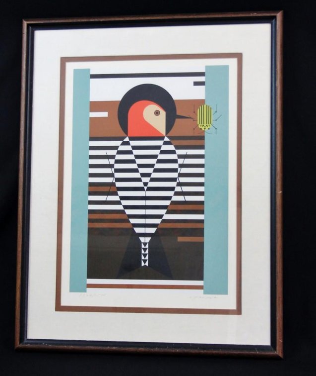 Charley Harper Serigraph “Red Bellied Woodpecker”