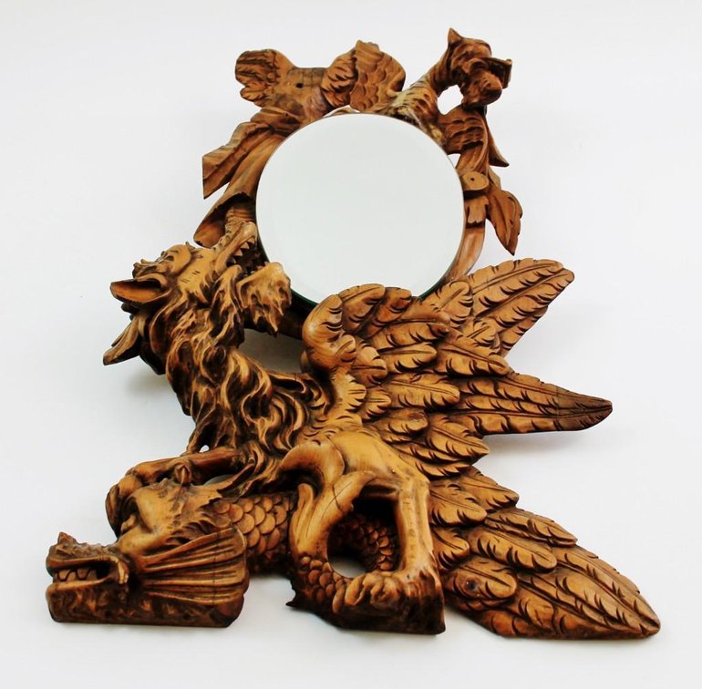 Carved Griffin Framed Mirror