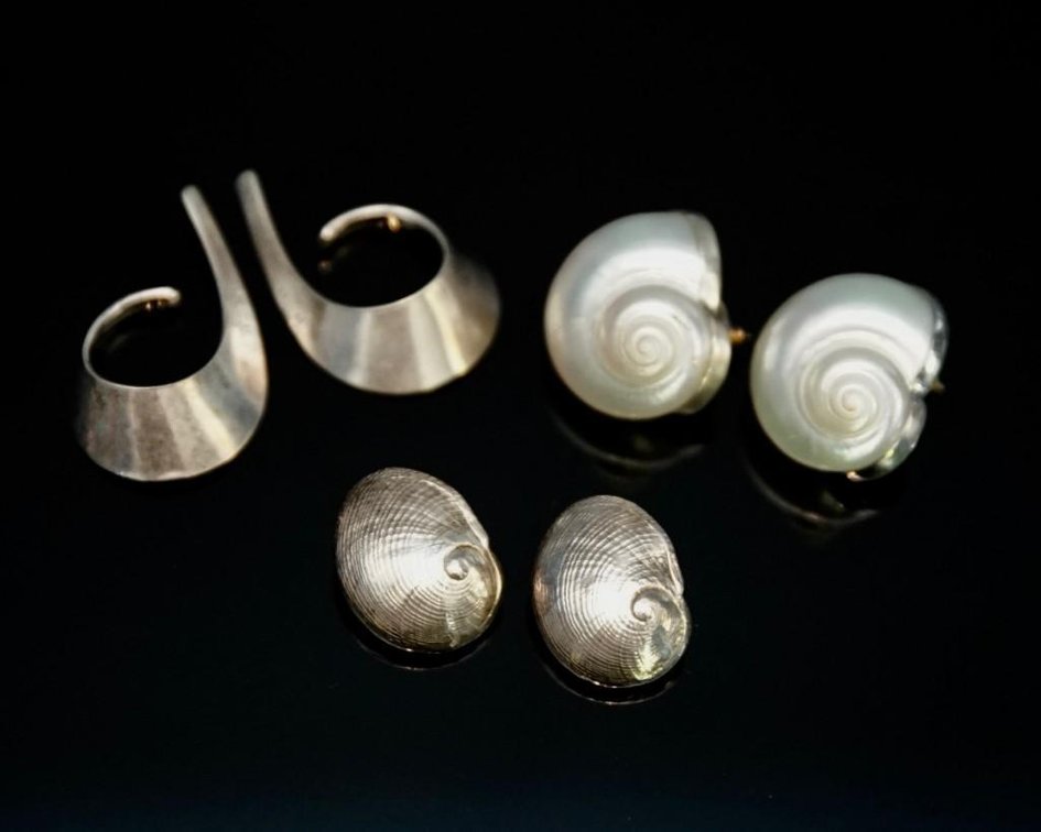 Sterling Seashell and Mother of Pearl Earrings