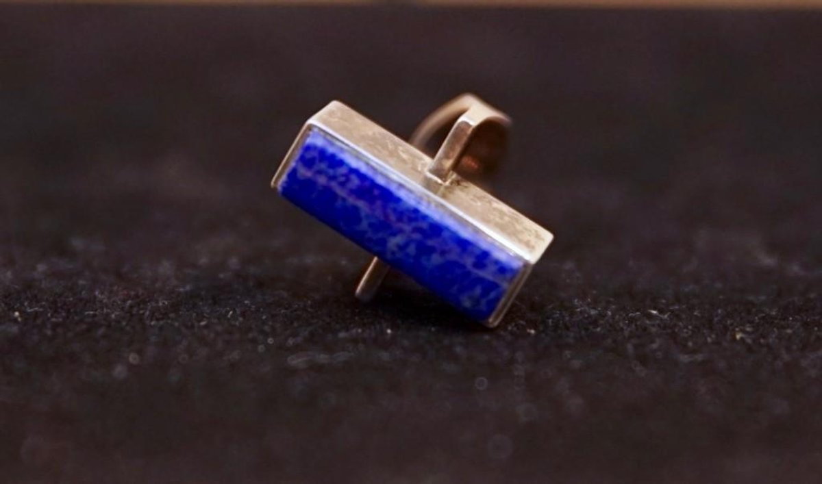 Modernist Sterling Lapis Ring