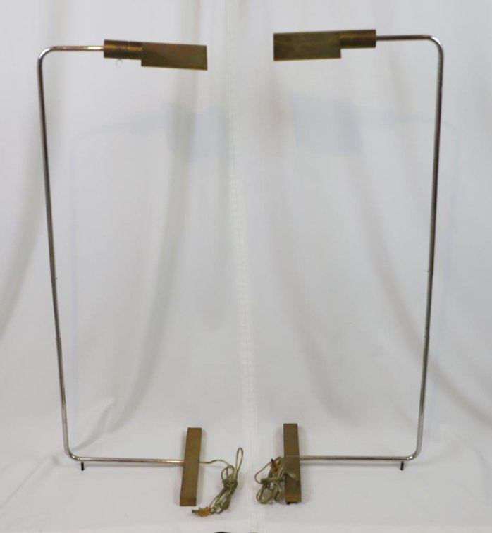 Brass Tone Modernist Floor Lamps