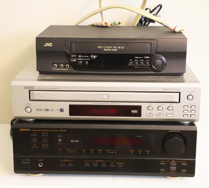 Stereo Receiver, VCR and DVD Player