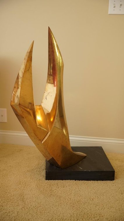 Large Brass Sculpture on Marble Base