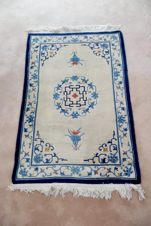 Blue and Cream Area Rug