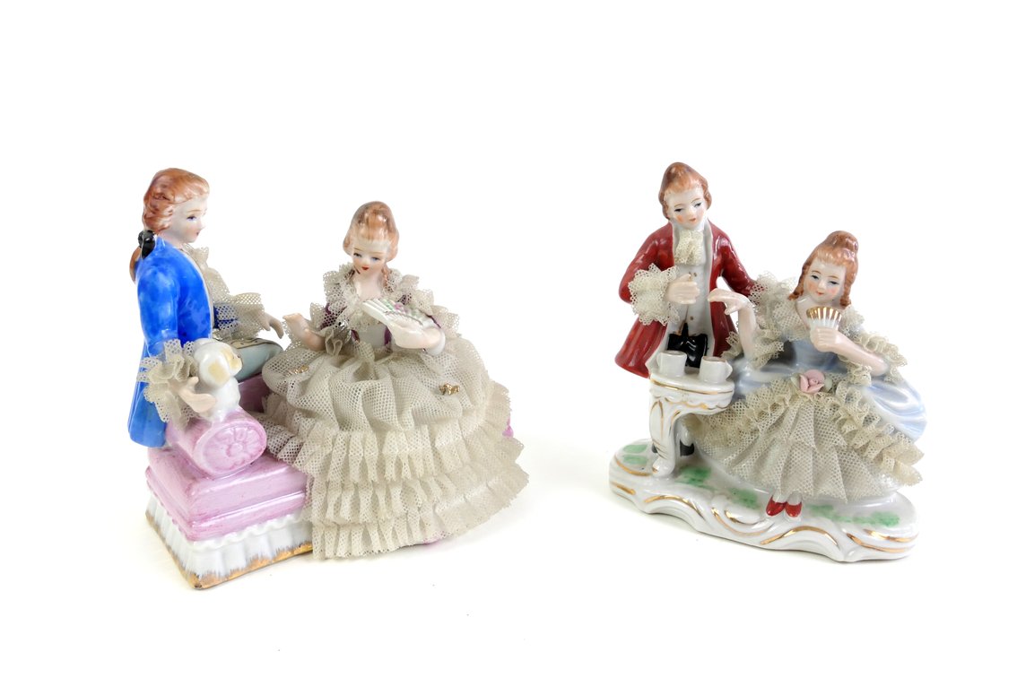 Vintage Dresden Porcelain Lace Figurines