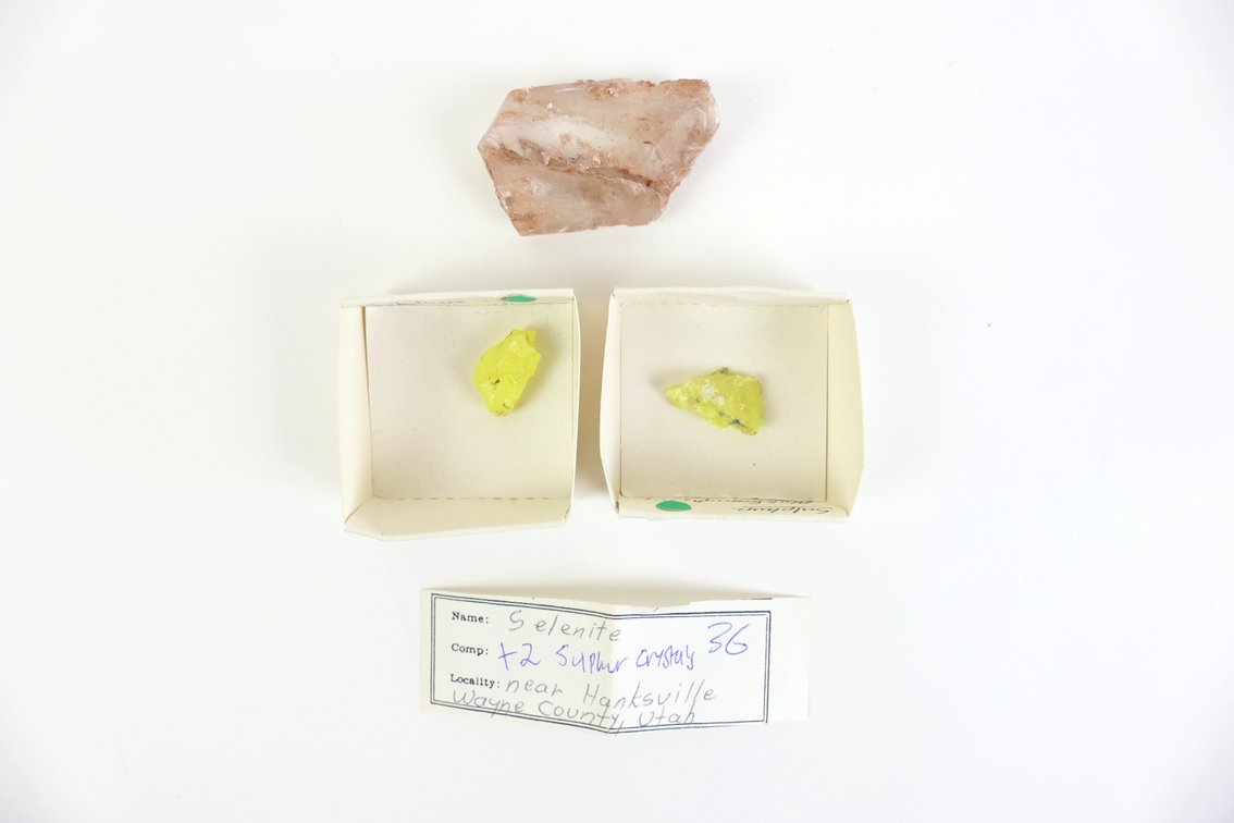 Selenite and Sulphur Crystals