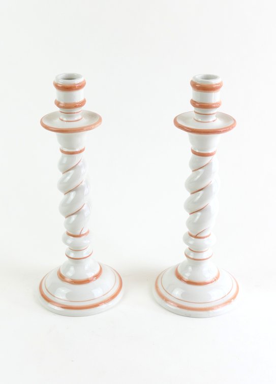 Pair of Italian Porcelain Candlesticks