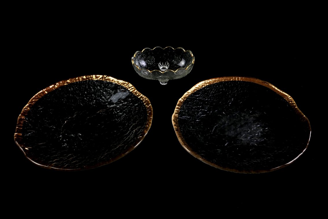 Vintage Decorative Bowls with Gold Trim