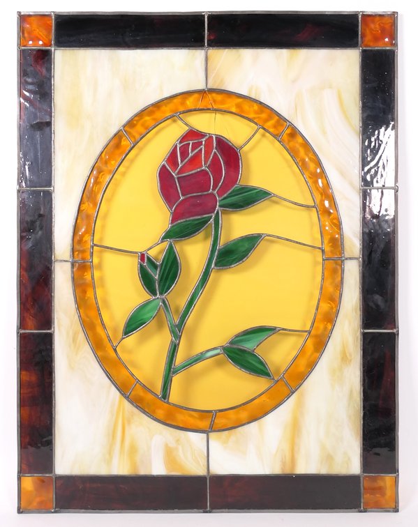 Rose Stained Glass Panel