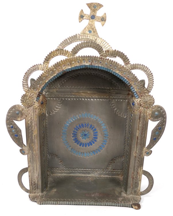 Tin Altar with Cross Pediment