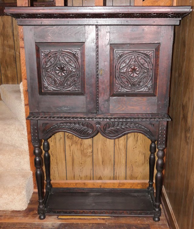 Antique French Oak Double Door Cabinet