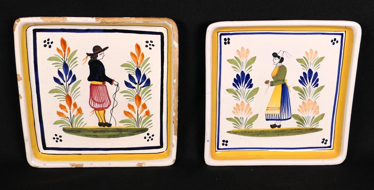 Two Henriot Quimper Square Plates
