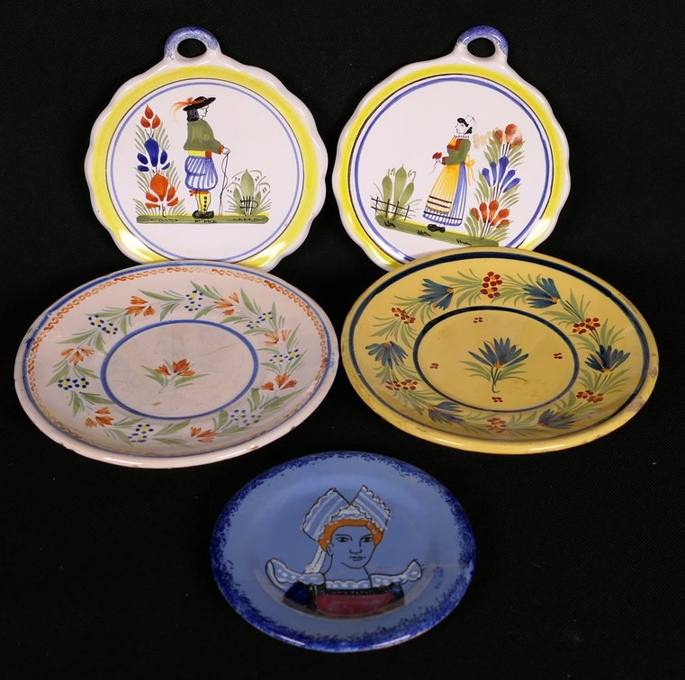 Five Small Henriot Quimper Plates