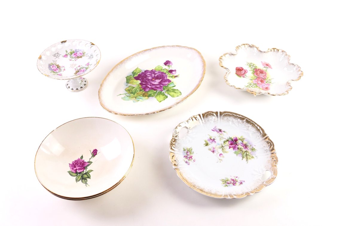 Assorted Rose Pattern China Pieces