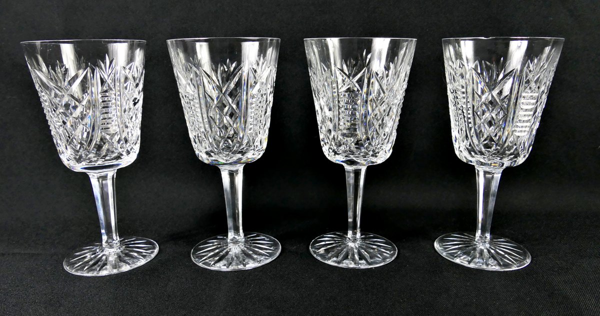 Four Waterford Clare Crystal Goblets