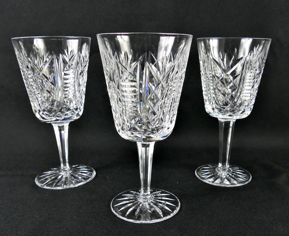 Three Waterford Clare Crystal Goblets