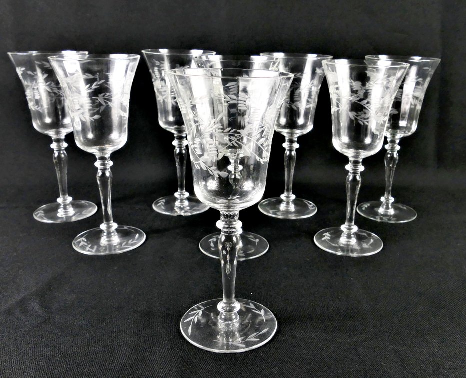 Eight Crystal Wine Goblets