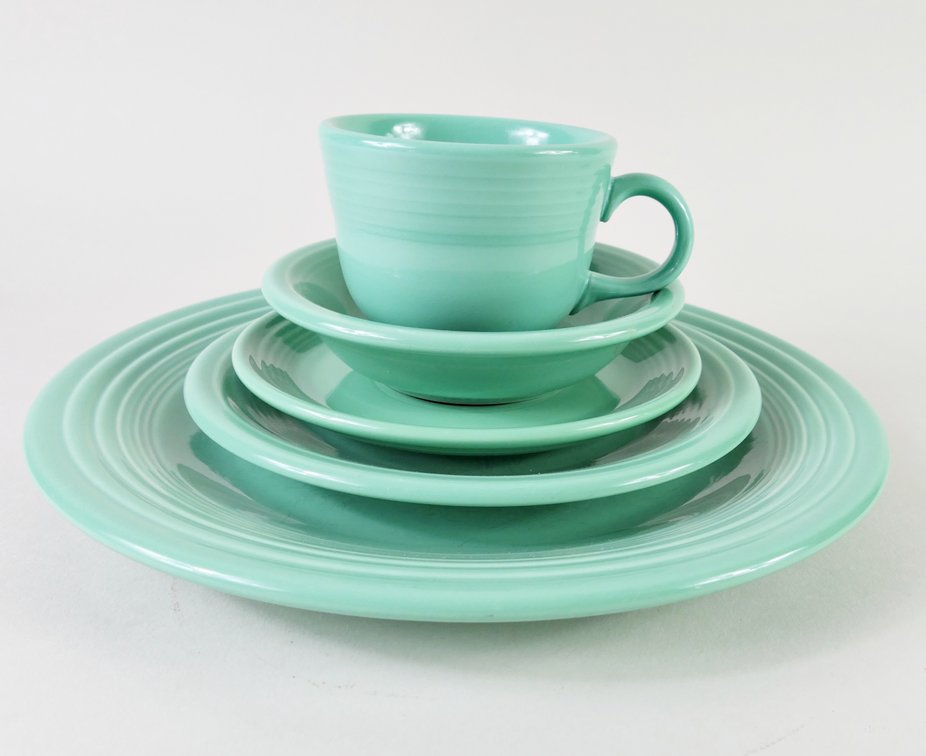 Green Fiestaware Place Setting